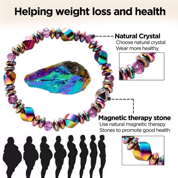 Multicolor Adjustable Hematite Bracelet - Stylish Relief for Arthritis & Anxiety - Picture 4 of 9